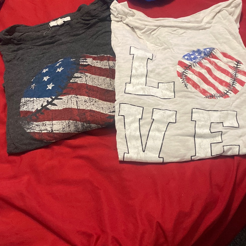 2 t shirts baseball great for 4th🇺🇸🎉